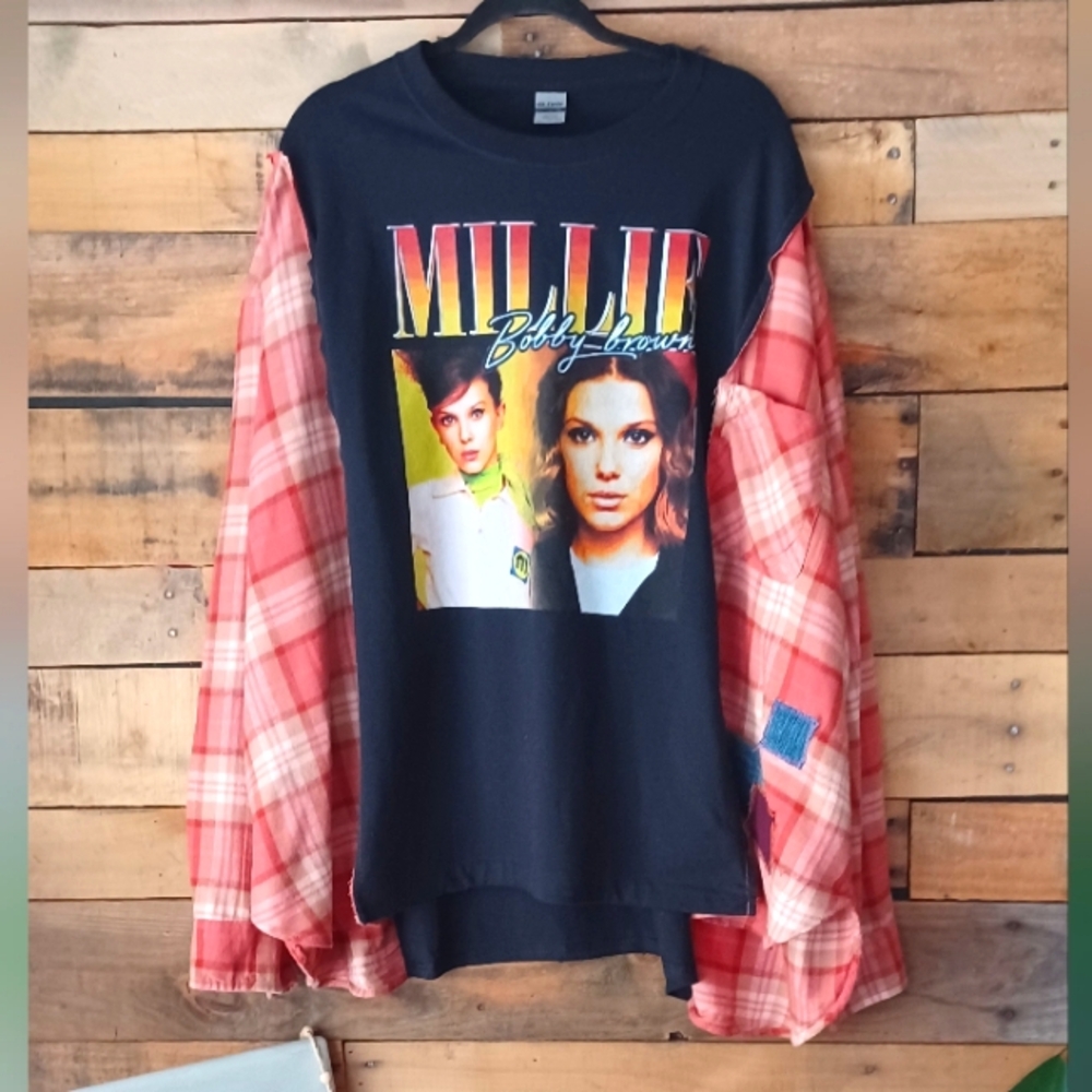 Upcycled  Millie Bobby Brown Shirt
